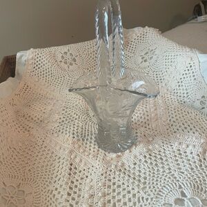 Small Elegant Etched Glass Basket